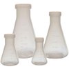Plastic Erlenmeyer Flask Set with Screw Caps - 4 Sizes - 50, 100, 250, and 500ml, Polypropylene, Molded Graduations, Karter Scientific 252N9