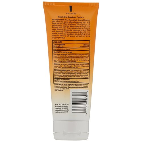 Neutrogena Acne Wash Cream Cleanser 6.7 Ounce (200ml) (Pack of 2)