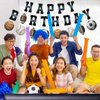 Sports Happy Birthday Banner Sign Basketball Football Baseball Soccer Birthday Bunting Banner Flag Garland for Kids Boys Baby Birthday Party Carnival Party Decorations Supplies