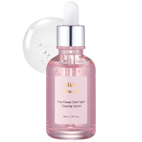 MILK TOUCH 5 Flower Dark Spot Correcting Serum w/Vitamin C & 5 Flower Extracts | Face Hydrating Moisturizer Serum for All Skin Types 1.35 fl oz