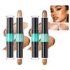 2-in-1 Highlight and Contour Stick,2Pcs Dual-Ended Highlighter Makeup Pen & Contouring Stick Set for Face Shaping,Long Lasting & Waterproof Face Brightens & Shades Makeup Contour Sticks Kit(01#+02#)