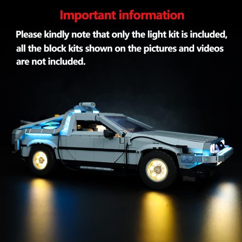 Kyglaring LED Lighting Kit Designed for Lego Creator Expert Back to The Future Time Machine 10300 Model Building Kit - Without Lego Set (Standard Version)