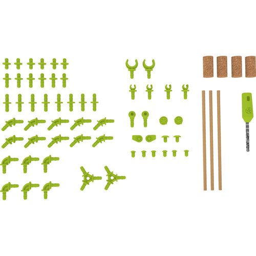 HABA Terra Kids Connectors Backyard Craft Kit Figures - 66 Piece Set with Plastic Connecrtors, Cork & Hand Drill - Add Wood from Nature - Ages 8+