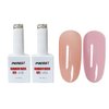 FANNEST Rubber Gel Base Coat for Nails Set 15ml*2pcs,Elastic Base Coat,Sheer Clear Nude Pink Color Nail Polish,LED/UV Soak Off for Nail Strengthener/Extension.