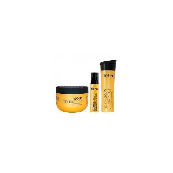 Keratin Gold Shampoo, Hair Mask and Serum Set (300ml, 300ml, 30ml)
