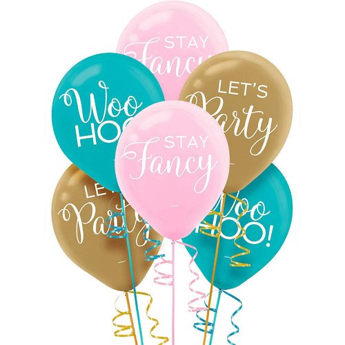 Assorted Colors Confetti Printed Latex Balloons - 12" (15 Pack) - Ideal for Parties & Celebrations