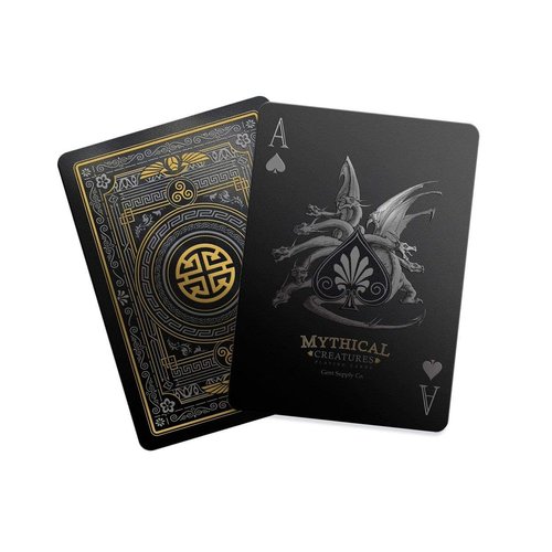 Mythical Creatures Playing Cards - Black, Silver & Gold Edition | Waterproof PVC | Greek, Norse, Egyptian, East Asian Designs | Custom Hand-Drawn Art