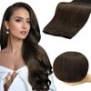 Full Shine Genius Weft Human Hair Extensions For Natural Look 18 Inch 80G Hand Tied Hair Extensions Sew In Remy Straight Hair Weft Extensions Color Dark Brown Hair Extensions For Women