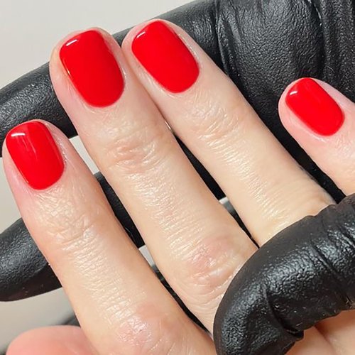 Extra Short Press on Nails Square Fake Nails with Nail Glue Red False Nails with Artificial Glossy Designs Acrylic Square Nails Full Cover Stick on Nails for Women Nail Decorations