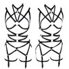 PETMHS Women's Punk Cut Out Harness Body Full Strappy Lingerie Waist Garter Belts Set Elasticity Bralette Goth EDC Halloween Club Party Dance Rave Wear (Black)