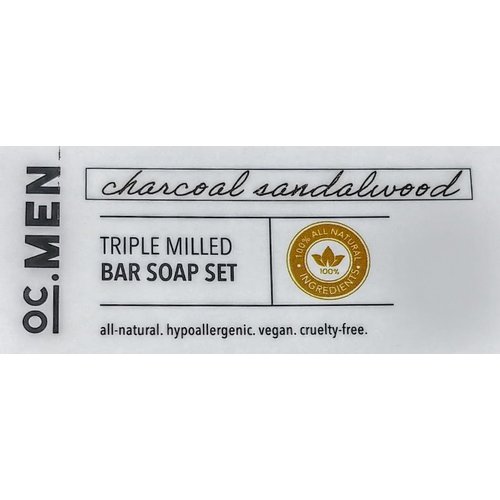 OC MEN, Charcoal Sandalwood, Triple Milled Bar Soap Set, 3 bars @ 5oz each, Pack of One