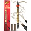 Microblading Eyebrow Pen - Eyebrow Pen 2-in-1 Dual-Ended Eyebrow Pencil with Micro-Fork Tip & Precise Brush-Tip Create Hair-Like Brows, Natural Brow Eyebrow Pen, Long Lasting, Brown