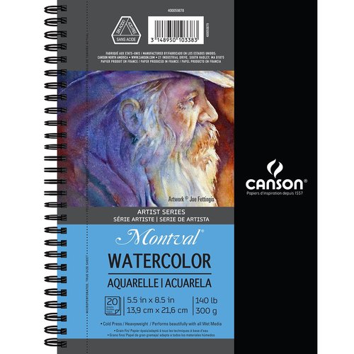 Canson Watercolor Pad 5.5 x 8.5-inch 20 Sheets, Acrylic, Multicolour, 17.14x21.59x1.9 cm