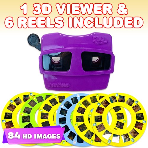 ArtCreativity 3D Viewer for Kids with 6 Reels – View Master Style Reel Viewer with 84 HD Images – Dinosaurs, Animals, Space & More – Vibrant Viewfinder Toy for Kids – Fun Gift Idea