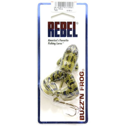 Rebel Lures Buzz'N Frog Topwater Buzzbait Fishing Lure, 2 1/2 Inch, 1/2 Ounce, Green Bullfrog
