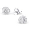 925 Sterling Silver 5mm Round Ball Diamond Dust Stud Earrings 1298