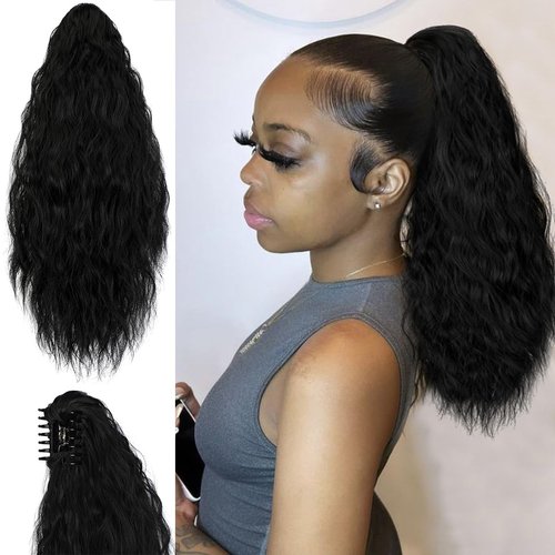 Yekartary Claw Clip Ponytail Extension for Women 18 Inch Long Wavy Multi Layered Hairpiece Fluffy...