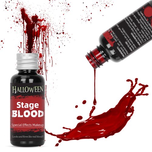 Halloween Stage Fake Blood, Edible Fake Blood Realistic Effect Sticky Blood Makeup for Eyes Drips Teeth Mouth Nose Bleeds for Performance, Halloween, Face Paint, Costumes, & Zombie Sfx Makeup
