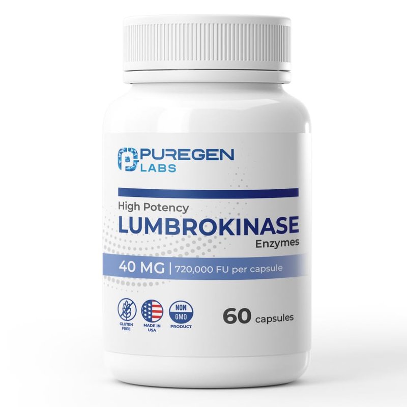 Puregen Labs Lumbrokinase 40mg per Capsule High Potency Supplement | High Activity Lumbrokinase E...