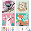4 Pack Paint by Numbers Kits for Kids with Wooden Frame-Cartoon Animal Painting by Numbers for Kids Adults Beginners, Easy Paint by Numbers Kit Crafts for Kid Paint by Number for Wall Decor(8X8inch)