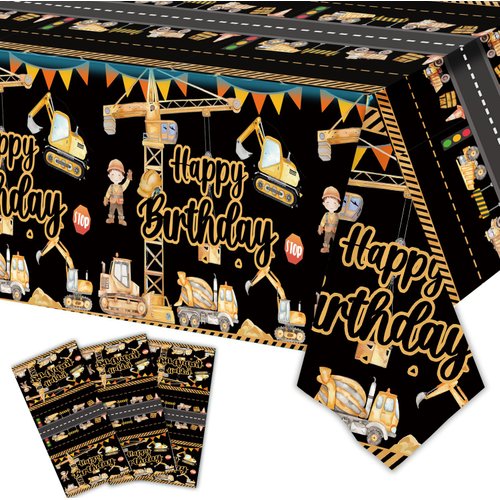 3pcs Construction Truck Party Tablecloth Construction Birthday Party Supplies Tablecloth Construction Truck Birthday Party Table suitable Construction 1st 2nd 3rd 4th Birthday Table Cloth for Boys