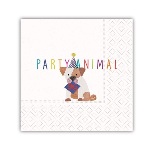 Party Animal Beverage Napkins - Fun Dog Design, Birthday Party Supplies, 20 Beverage Napkins