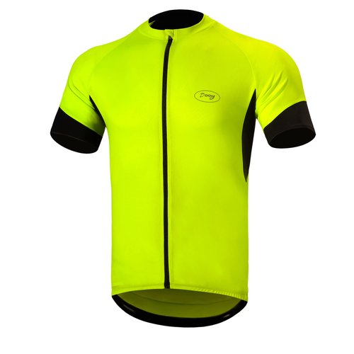 Dooy Cycling Jersey Mens Short Sleeve Bike Bicycle Shirts Biking Clothing Breathable Quick-Dry Shirt with Pockets(Yellow,Small)