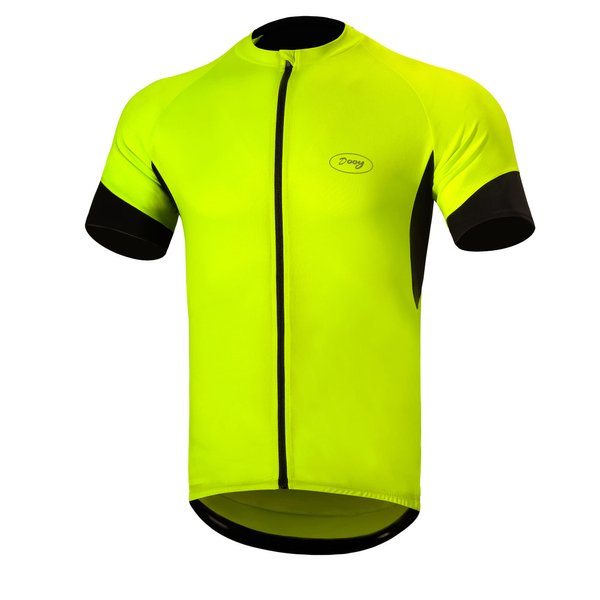 Dooy Cycling Jersey Mens Short Sleeve Bike Bicycle Shirts Biking Clothing Breathable Quick-Dry Shirt with Pockets(Yellow,Small)