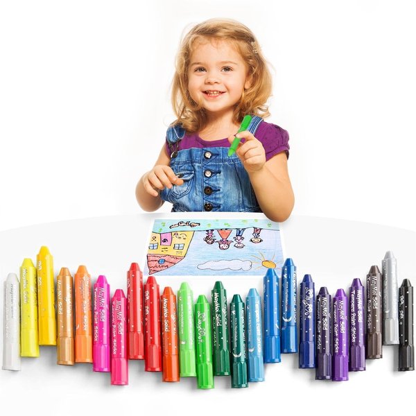 MayMoi Tempera Paint Sticks, Washable Paint Sticks for Kids, Quick Drying & No Mess, Non-Toxic, Best Art Birthday Gifts for Kids (24 Colors)