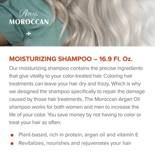 Royal Moroccan Sulfate Free Shampoo | Argan Oil Shampoo | Shampoo for Color Treated Hair | Moisturizing Shampoo Argan Oil Hair Products (500 ml 16.9 oz)