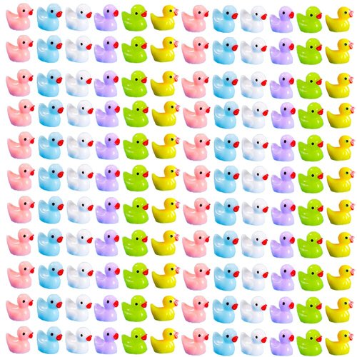 Neec 110 Pcs Mini Resin Duck，Miniature Figures Fairy Garden Ducks Tiny Ducks for Home Prank Game Dollhouse Ornament Handmade School Project Accessories