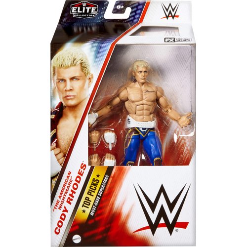 Mattel WWE Top Picks Elite Action Figure & Accessories Set, “The American Nightmare” Cody Rhodes 6-inch Collectible with Swappable Hands, Ring Gear & 25 Articulation Points