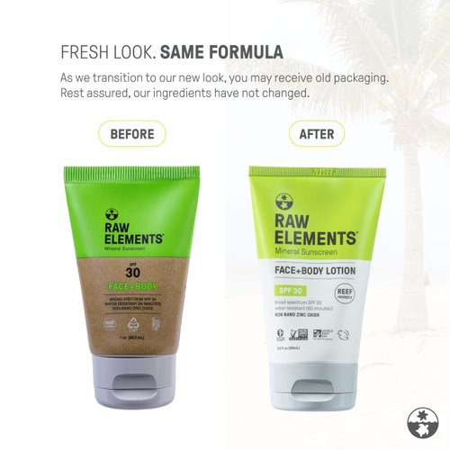 Raw Elements Face and Body All-Natural Mineral Sunscreen, Travel Size 1oz (1-Pack)