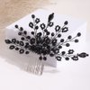 Missgrace Women Bride Wedding Halloween Black Crystal Hair Comb Special Occasion Headpiece Black Women Hair Accessories for Prom Party