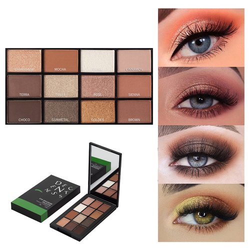 DECENTNESS 12 Colors Eyeshadow Palette Makeup Shades Nude Matte Shimmer Glitter Pigment, Pro Long Lasting&Waterproof Highlighting Makeup Palette,Ideal Gift(Natural Credential)