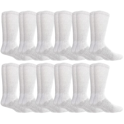 Yacht&Smith Diabetic Socks for Men, Superior Comfort, Loose Fit, Neuropathy Edema (12 Pairs White)