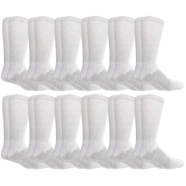Yacht&Smith Diabetic Socks for Men, Superior Comfort, Loose Fit, Neuropathy Edema (12 Pairs White)