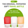 humangear GoToob+ 3-Pack (Small) | Refillable Silicone Travel Bottle | Locking Lid | Food-Safe Material, Clear/Red/Orange, Small (1.7 fl.oz; 53ml)