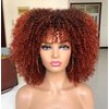 CC Hair 14inch Curly Afro Wigs for Black Women Short Kinky Curly Wigs with Bangs Black To Copper Afro Hair Synthetic Fibre Wigs BLACK R