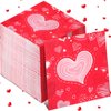 Geyoga 100 Pcs Heart Cocktail Napkins for Wedding 6.5 x 6.5 Inch 3 Ply Disposable Love Paper Napkins for Birthday Bridal Shower Valentine Wedding Reception Beverage Bar Anniversary Romantic Party