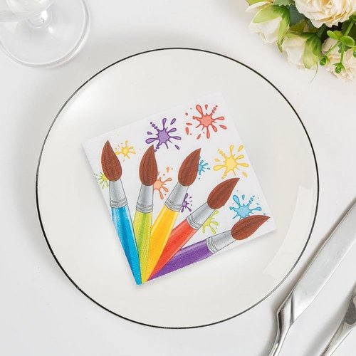 Fun Express - Artist Party Beverage Napkins for Birthday - Party Supplies - Print Tableware - Print Napkins - Birthday - 16 Pieces