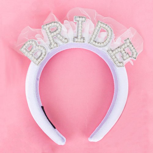 YARIEW Pearl Veil Bride Headband Bachelorette Party Decorations Bridal Headband for Wedding White Pearl Headpiece Bachelorette Favors Bridal Shower Favors Gift Bridesmaid Favors