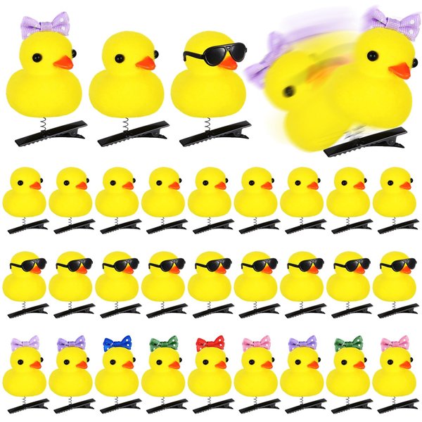 Luinabio 30 Pcs Yellow Duck Hairpin Duck Hair Clips Unique Soft Duck Clips Funny Cute Hair Accessories Duck Hair Clips Fun Animal Hair Barrettes for Women School Home Christmas Party