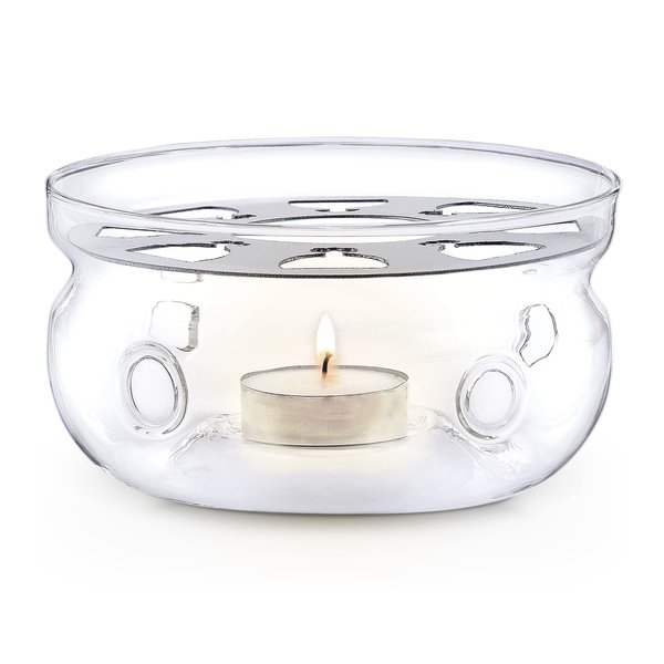 Teabloom Celebration Teapot Warmer - Standard Size (5-inch Diameter) - Heatproof Borosilicate Glass Tea Warmer - Tealight Candle Included