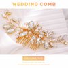 Olbye Women’s Rhinestone Hair Comb Bridal Headpiece Crystal Prom Hair Pieces Flower Bridesmaids Decorative Hair Clips Bride Pearls Hair Side Combs Wedding Hair Accessories for Brides (Gold)
