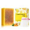 Turmeric Soap Bar for Face - Turmeric Soap Bar with Lemon & Ko-Ji-c Ac-id - Bath Soap Bars for Face & Body - Cleansing, Hydrating, Anti-Aging Natural Soap for Women, Men - with Soap Net Included