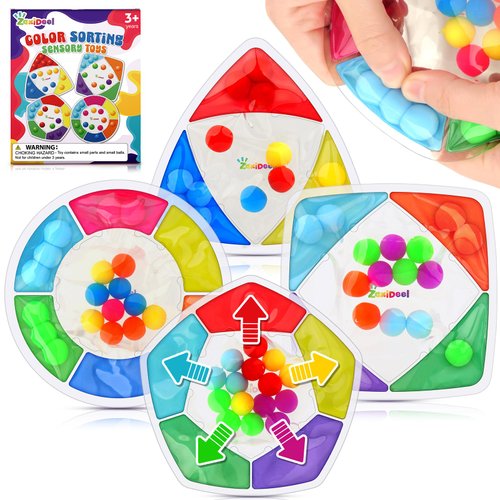 Color Sorting Toys Sensory Toys: Montessori Toys for Toddlers Quiet Fidgets for Classrrom, Fine Motor Skill Games Preschool Learning Activities Calm Dwon Travel Toys for Boys Girls Gifts Ages 3 4 5