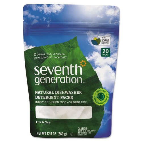 Seventh Generation Dishwasher Detergent Pods, Blasts Away Stuck-On Food, Free & Clear, 20 Pods
