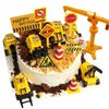 Nevperish 18 PCS Construction Cake Toppers Vehicles Cake Decoration Set Excavator Tower Crane Cupcake Topper Traffic and Road Sign Decor Happy Birthday Party Supplies Favors