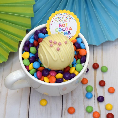 Confetti Rainbow Stars Hot Cocoa Bomb Packaging Sticker Labels, Total of 40 2" Circle Stickers by Amanda Creation